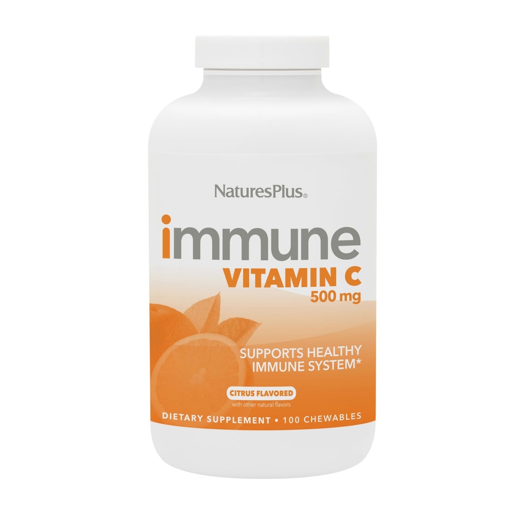 NaturesPlus Ανοσοποιητική Βιταμίνη C, Εσπεριδοειδή - 100 Μασώμενα - All-Natural Immune System Support - Φόρμουλα υψηλής ισχύος με Bioflavonoids & Superfoods - Μη-Acidic & Gentle on The Stomach - 100 Services