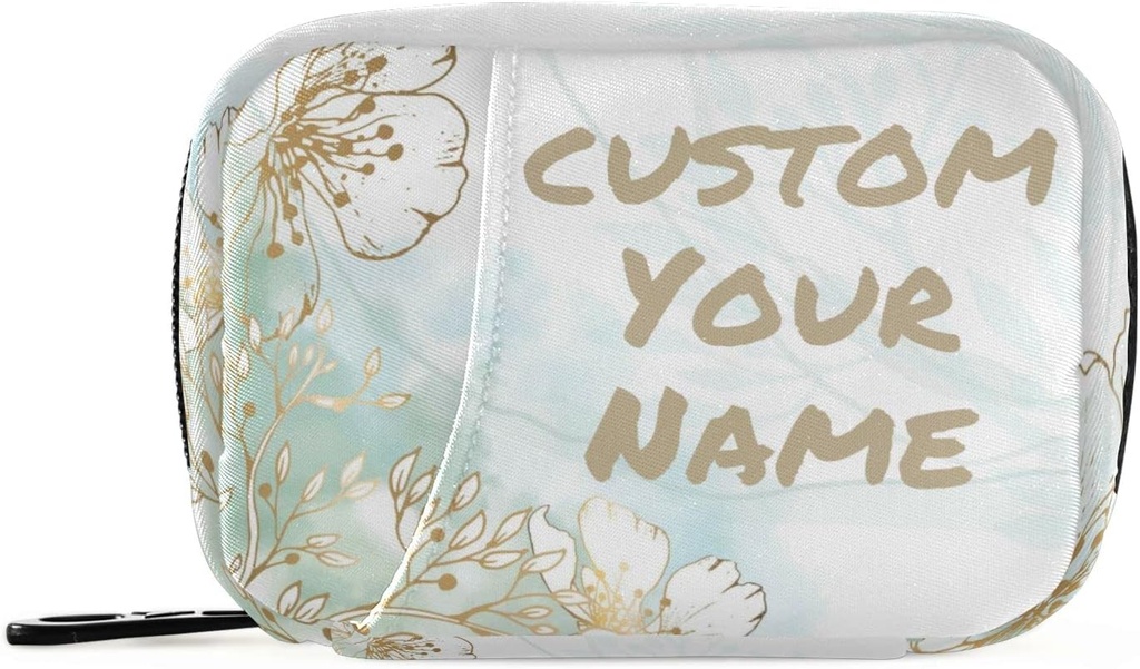 Custom Pill Box 7 Day Pill Τσάντα υπόθεση Golden Flowers Εξατομικευμένη τσάντα ταξιδιών Pill Organizer με Zipper Φορητή εβδομαδιαία περίπτωση Συμπαγές μέγεθος για τον κάτοχο συμπλήρωμα βιταμίνης