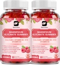 (2 Συσκευασία) 600 Mg Γλυκινικό μαγνήσιο Gummies, Συμπλέγματος μαγνησίου Μηλεϊκό μαγνήσιο, Μαγνήσιο Κιτρικό & Κάλιο, Υποστήριξη Νύχτα & Κοινή, Ενέργεια Boost, Vegan & 0-Σούγκαρ, Βατόμουρο 120 Count