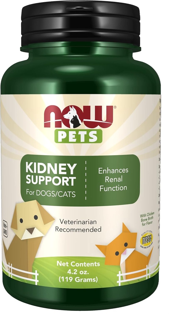 NOW Τρόφιμα Pet Health, συμπλήρωμα υποστήριξης νεφρών, Formated for Cats & Dogs, NASC Certified, σκόνη, 4.2-Ounce