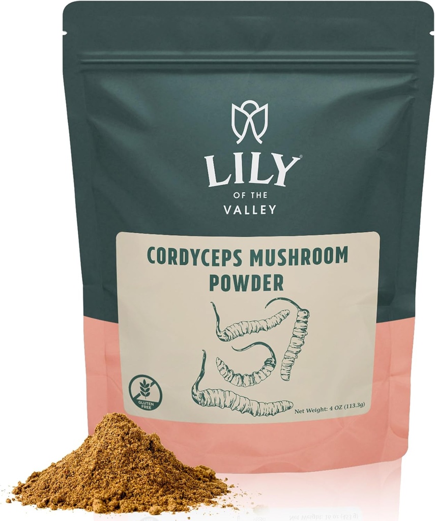LILY OF THE VALLEY Cordyceps Mushroom Powder Superfood for Sports Performance - Performance Mushroom Extract with Organic Militaris - Vegan & Gluten-Free - Packed in Resealable Pouch (8oz, 226g)
