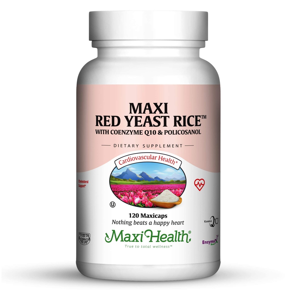 Maxi Health Kosher Maxi Red Yeast Rice with Coenzyme Q10 & Policosanol (Άγευστος 120 κόμης (Pack of 1))