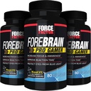 FORCE FACTOR Forebrain Pro Gamer Brain Booster, Gamer Supps για την αύξηση της εστίασης & ευαισθητοποίησης, Blue Light, συμπλήρωμα παιχνιδιών, Nootropic, 240 κάψουλες, 3-πακέτο, μαύρο