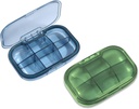 2 Pack 6 Compartment Pill Organizer, Moisture Proof Case for Travel, Daily Portable Medicine Vitamin Container, Fish Oil and Supplement Storage (Blue & Green)