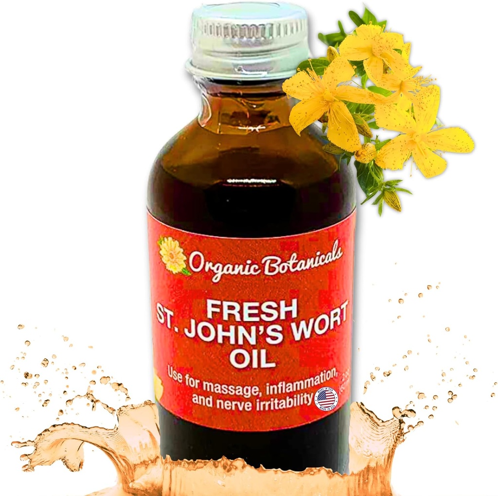 Em’s Herbals Fresh St. John’s Wort Oil - Wild Harved in USA, Natural Solution for Nerve Disfort, Skin Eruptions, Traund Care, Scar, and Stretch Marks - Δέρμα, πρόσωπο, σώμα, μαλλιά, λάδι μασάζ (2 Oz)