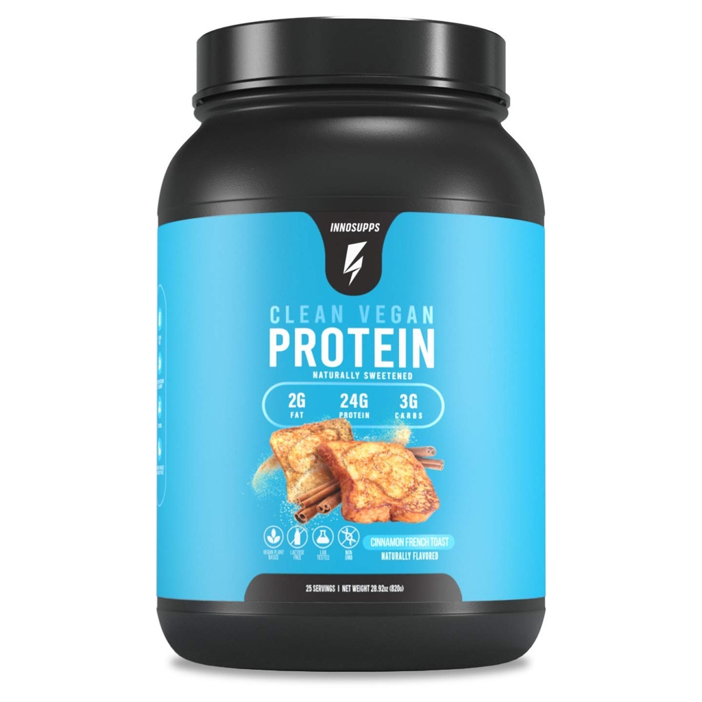 InnoSupps Καθαρή πρωτεΐνη Vegan - Plant Based, Vegan, Natural, Χωρίς τεχνητά γλυκαντικά, χωρίς γλουτένη, χωρίς γαλακτοκομικά. Χωρίς λακτόζη, χαμηλής περιεκτικότητας σε υδατάνθρακες, χαμηλής περιεκτικότητας σε λίπος, χωρίς προσθήκη ζάχαρης, χωρίς σόγια, μη GMO (Cinnamon French Toast)