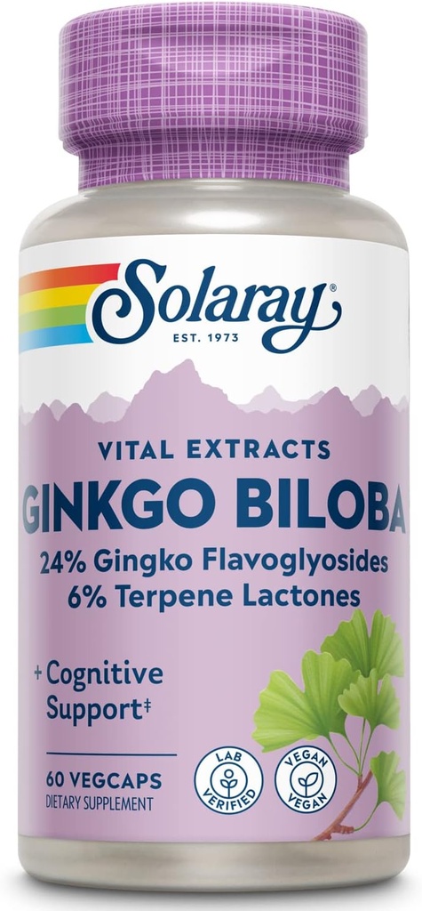 SOLARAY Ginkgo Biloba Extract, 60mg | 60 Count