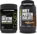 NutraBio Creatine Monohydrate, Unflavored, 300g και Whey Protein Isolate, Ολλανδική σοκολάτα, συμπλήρωμα Bundle - μυϊκή ενέργεια, Lean μυϊκή ανάπτυξη, ανάκτηση, και δύναμη