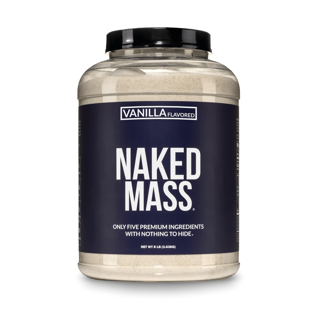 NAKED Vanilla Mass - Όλα τα φυσικά Vanilla Weight Winer Protein Powder - 8lb Bulk, GMO δωρεάν, χωρίς γλουτένη και χωρίς σόγια, Δεν τεχνητά συστατικά - 1.260 θερμίδες - 11 εξυπηρετούν
