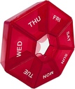 Red Daily Pill Organizer - 7 Ημέρα, 1 φορά την ημέρα, Travel Pill Υπόθεση