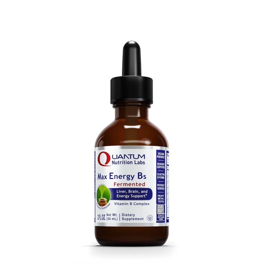 Κβαντικές Εργαστήρια Διατροφής Max Energy B - Vitamin B Complex Υγρές σταγόνες, Βιολογική Βιταμίνη Β Συμπλήρωμα για γυναίκες και άνδρες, Βιταμίνη Β1, B2, B3, B5, B6, B12 - 2 Fl Oz