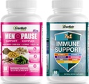 GreeNatr Herbal Εμμηνόπαυση Συγκρότημα Υποστήριξης για Hot Flashs, Νυχτερινές Ιδρώσεις, Mood Swings Relief Plus 7 in 1 Ανοσολογική Υποστήριξη με Quercetin, Echinacea, Sambucus Elderberry, και Ginger