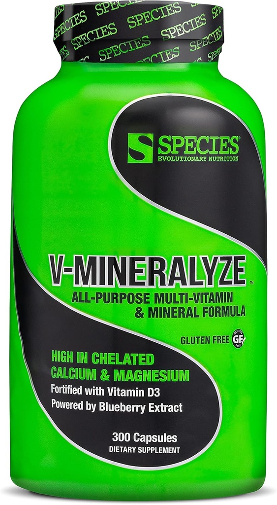 Είδη Διατροφή V-Mineralyze Πολυβιταμίνη, βιταμίνη C και D3, Χηλικά Ορυκτά, εκχύλισμα βατόμουρου με Αντιοξειδωτικές ιδιότητες, 300 κάψουλες