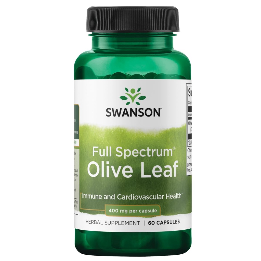 Swanson Full Spectrum Olive Leaf 400 Χιλιοστόγραμμα 60 κάψουλες