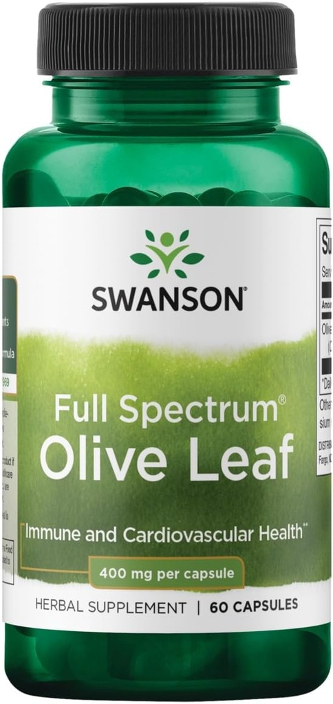 Swanson Full Spectrum Olive Leaf 400 Χιλιοστόγραμμα 60 κάψουλες