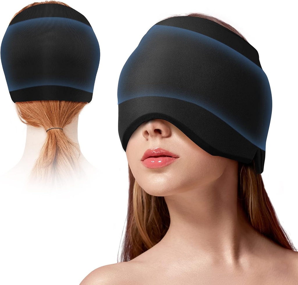 Migraine Ice Head Wrap Headache Relief Hat for Migraine with Cold & Hot Therapy Flexible Ice Head Wrap for Puffy Eyes Cold Compress Headache Relief Cap for Tension Sinus & Stress