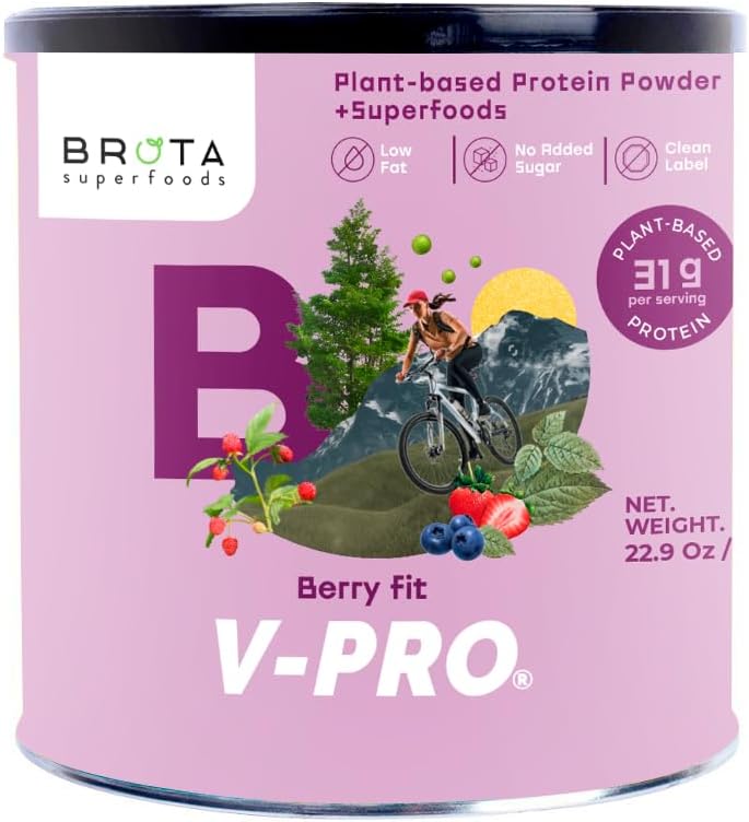Vegan Protein Powder - Plant-Based Protein for Energy & Muscle Boost - Clean Shake in Berry Blend Flavor
