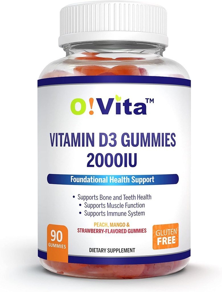 Βιταμίνη D3 Gummies 2000IU, 90 μη-GMO, Vegan, και τρεις νοστιμότατα αρωματισμένα Gummies, 45-Ημέρες προσφοράς