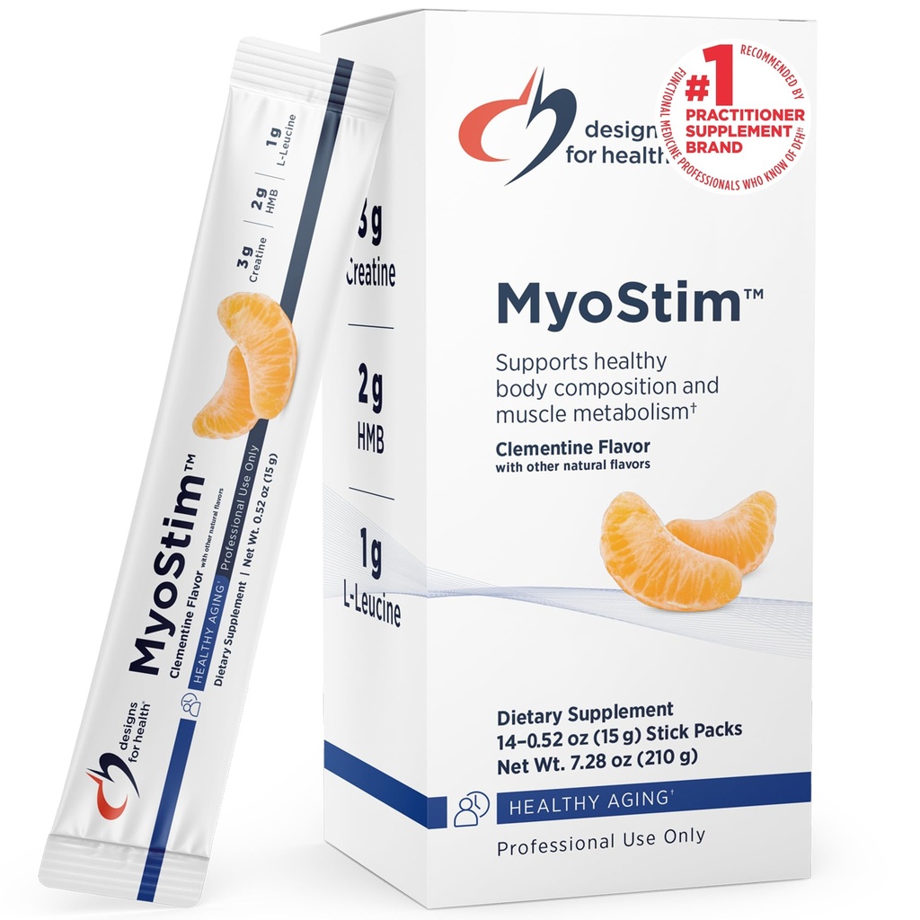 Σχέδια για την Υγεία MyoStim - HMB + Collagen Peptides Σκόνη με L-Leucine + Createine για την υποστήριξη της υγιούς γήρανσης - μπορεί να βοηθήσει να εξασθενήσει την ηλικία-Σχετικά με την απώλεια μυών - Clementine-Flavored Ποτό (14 Stick συσκευασίες)