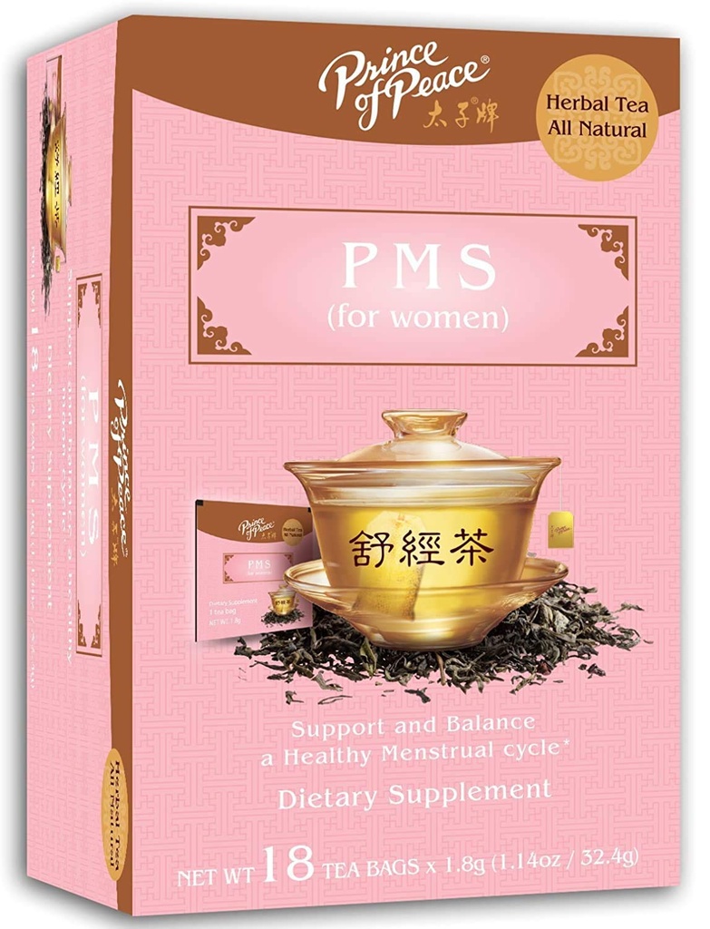 Prince of Peace PMS Tea, 18 Tea Bags Herbal Tea for Menstrual Cycles Relief from PMS Bloating & Cramping Hormone Balance