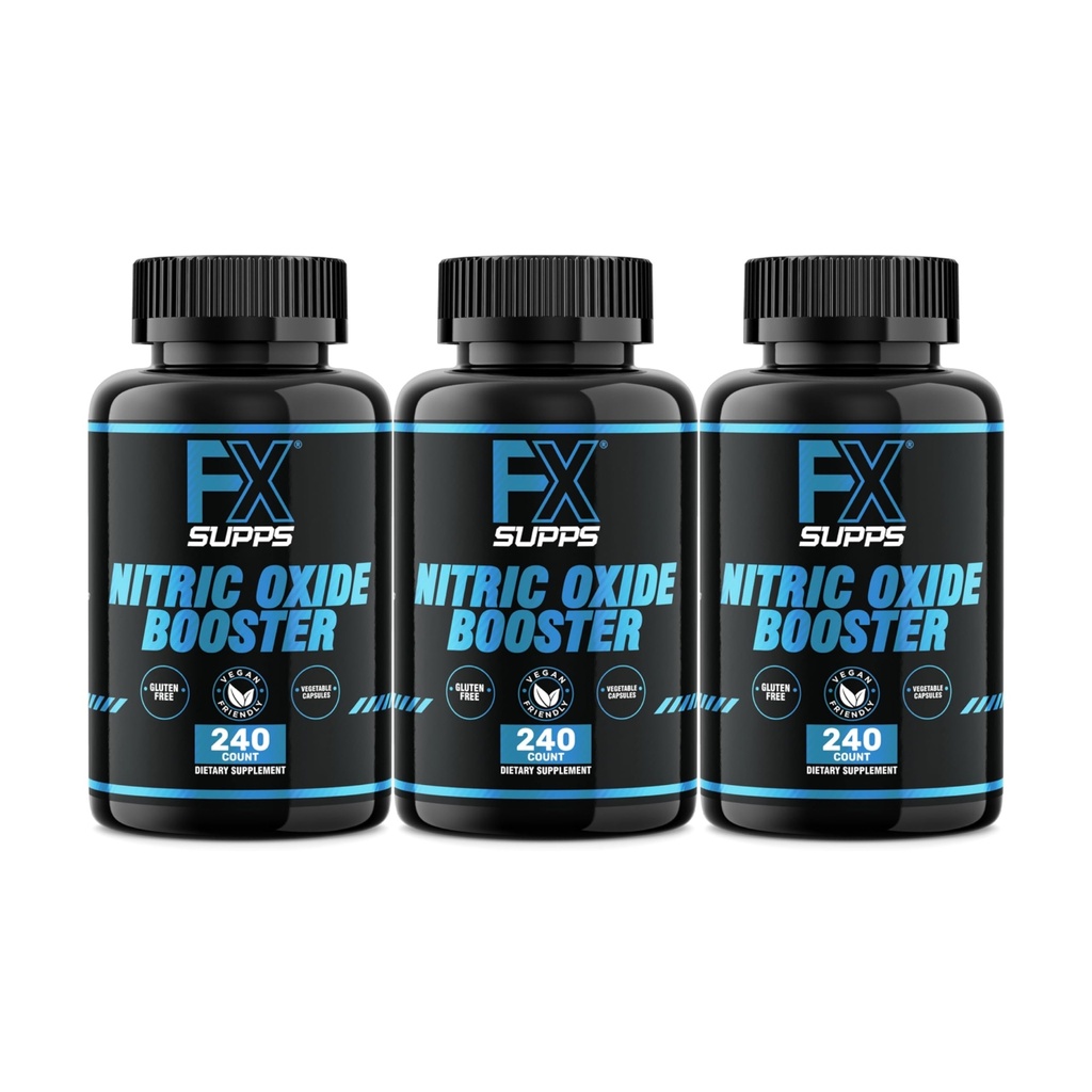FXSUPPS Nitric Oxide Booster - Nitric Oxide Pre Workout συμπλήρωμα με L-αργινίνη και Βήτα Αλανίνη για την ενέργεια, την αγγειότητα, την αντλία μυών, την υγεία της καρδιάς, και τη ροή του αίματος, 240 Count (3-Pack)
