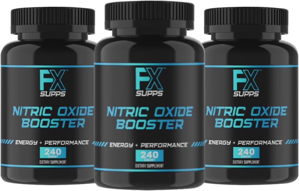 FXSUPPS Nitric Oxide Booster - Nitric Oxide Pre Workout συμπλήρωμα με L-αργινίνη και Βήτα Αλανίνη για την ενέργεια, την αγγειότητα, την αντλία μυών, την υγεία της καρδιάς, και τη ροή του αίματος, 240 Count (3-Pack)
