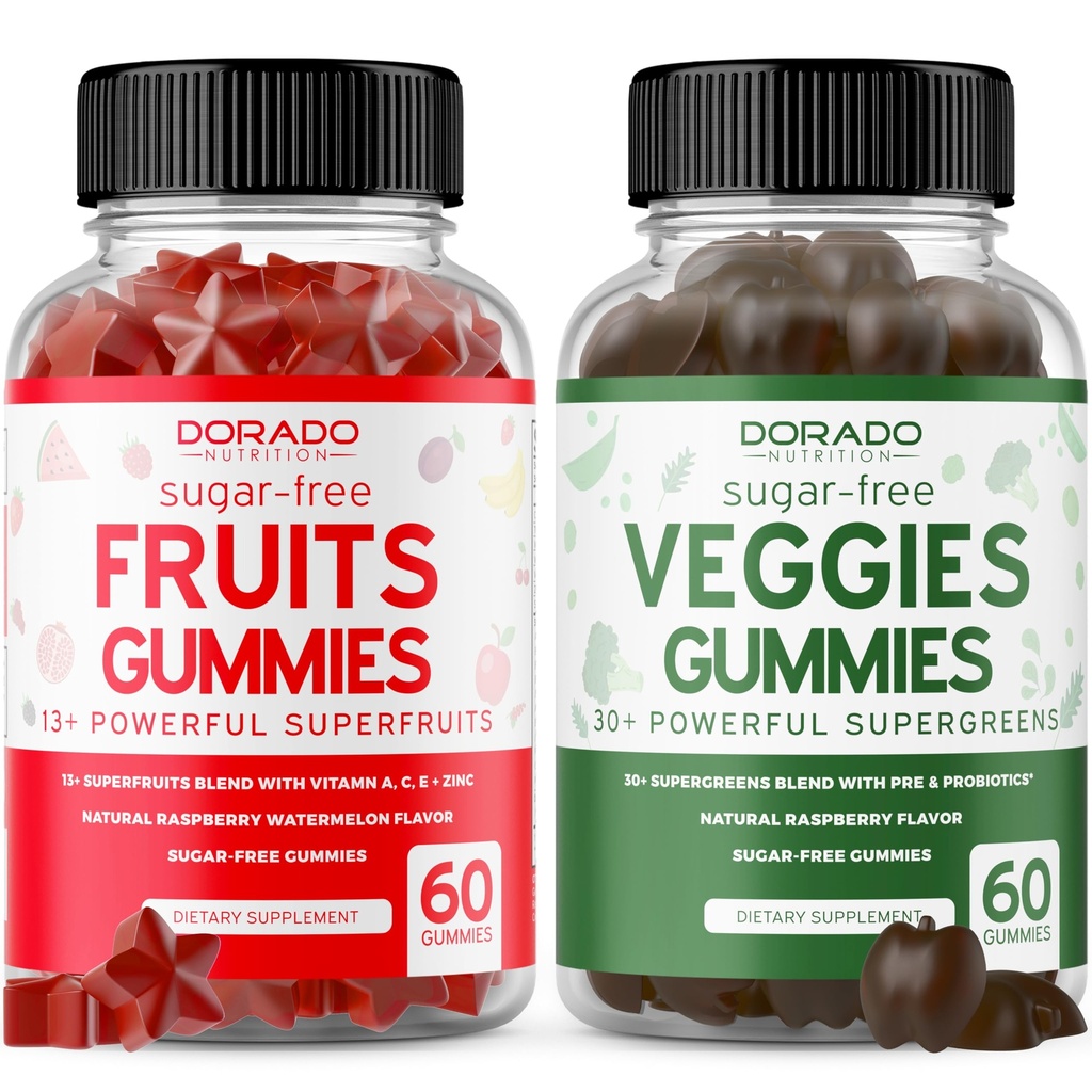 Συμπλήρωμα φρούτων και λαχανικών (120 Gummies) - Premium Sugar-Free Superfood Super Green & Fruit Gummies for Adults - Ανοσία Υποστήριξη για Άνδρες & Γυναίκες - Μη ΓΤΟ, Vegan Safe & Made in USA