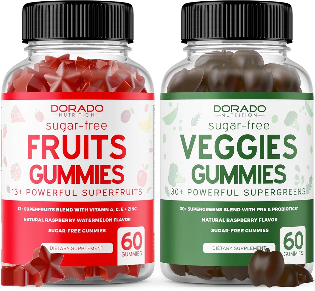 Fruit and Veggies Supplement (120 Gummies) - Premium Sugar-Free Superfood Super Green & Fruit Gummies for Adults - Immunity Support for Men & Women - Non GMO, Vegan Safe & Made in USA