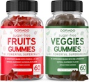 Συμπλήρωμα φρούτων και λαχανικών (120 Gummies) - Premium Sugar-Free Superfood Super Green & Fruit Gummies for Adults - Ανοσία Υποστήριξη για Άνδρες & Γυναίκες - Μη ΓΤΟ, Vegan Safe & Made in USA