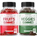 Συμπλήρωμα φρούτων και λαχανικών (120 Gummies) - Premium Sugar-Free Superfood Super Green & Fruit Gummies for Adults - Ανοσία Υποστήριξη για Άνδρες & Γυναίκες - Μη ΓΤΟ, Vegan Safe & Made in USA