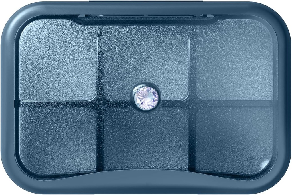 6 Διαμέρισμα Travel Pill Organizer, Μικρό κουτί χάπια για το πορτοφόλι, Pocket Daily Pill Υπόθεση Φορητό κουτί ιατρικής χάπια, Εβδομαδιαίος φορέας κάτοχος βιταμινών (μπλε με πέτρα)