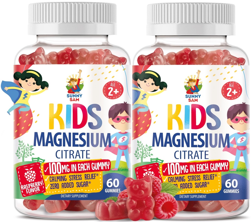 Μαγνήσιο Gummies για παιδιά και ενήλικες - 100mg - Ηρεμία μάσημα μαγνησίου - Μαγνήσιο Κιτρικό Μασώμενο συμπλήρωμα για Mood & Muscle Support - 2Pack