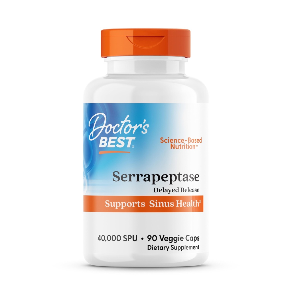 BEST Serrapeptase γιατρού, 40.000 SPU, υποστηρίζει Sinus υγεία, μη ΓΤΟ, Vegan 90 Veggie Caps