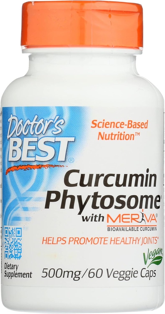 Γιατροί Best Phytosome κουρκουμίνης με Meriva, μη ΓΤΟ, Vegan, 60 κάψουλες λαχανικών (πακέτο του 1)