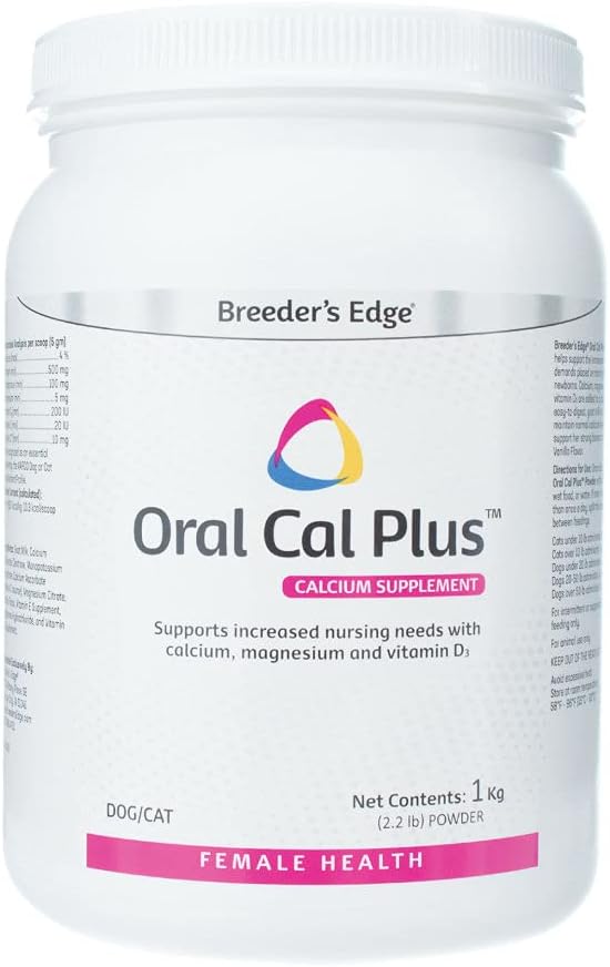 Revival Animal Health Breeder’s Edge Oral Cal Plus σκόνη, ασβέστιο & βιταμίνη D3 Whelping Supplement for Nursing Dogs and Cats, Υποστηρίζει υγιή οστά, δόντια & θηλασμό, 1kg