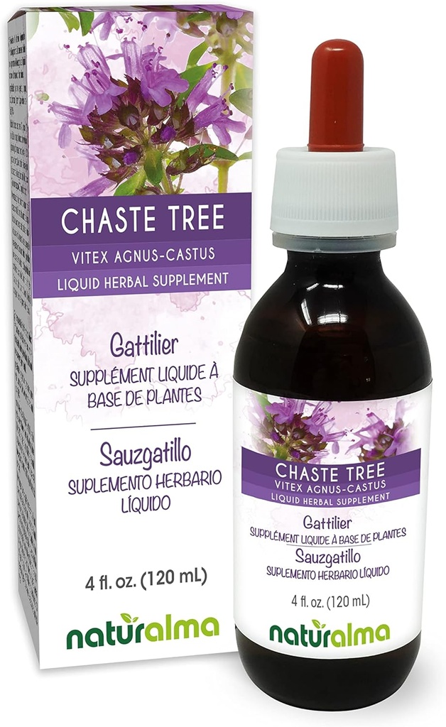 Naturalma Chaste Tree (Vitex Agnus-castus) Καρπού Χωρίς αλκοόλ - 4 fl oz Liquid Extract in Drops - φυτικό συμπλήρωμα - Vegan