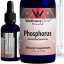 WellnessOne Ionic Phosphorus Supplements - Phosphorus Liquid from Ortho Phosphoric Acid for Teeth, Bone Health, & Energy Support - Non-GMO, Vegan, Gluten Free - 1,67 fl oz