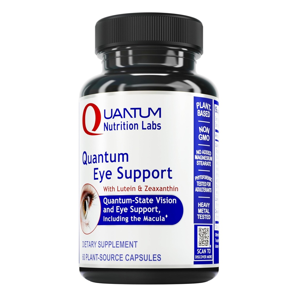 Quantum Nutrition Labs Eye Support - Υγεία ματιών Βιταμίνες, Lutein και Zeaxanthin Συμπληρώματα ματιών για ενήλικες και ηλικιωμένους, Υποστηρίζει Macular Υγεία, Περιέχει Bilberry και Carrot - 60 κάψουλες χορτοφάγων