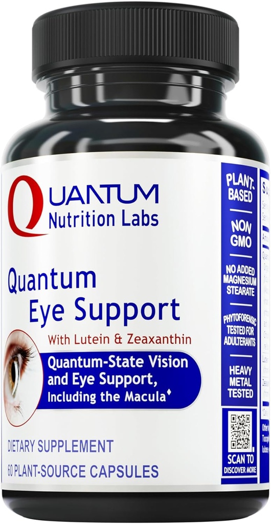 Quantum Nutrition Labs Eye Support - Υγεία ματιών Βιταμίνες, Lutein και Zeaxanthin Συμπληρώματα ματιών για ενήλικες και ηλικιωμένους, Υποστηρίζει Macular Υγεία, Περιέχει Bilberry και Carrot - 60 κάψουλες χορτοφάγων