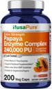 NusaPure Papaya Papain Enzyme Complex 240.000 PU - 200 Veggie Caps - 100% χορτοφάγοι, μη ΓΤΟ