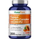 NusaPure Papaya Papain Enzyme Complex 240.000 PU - 200 Veggie Caps - 100% χορτοφάγοι, μη ΓΤΟ