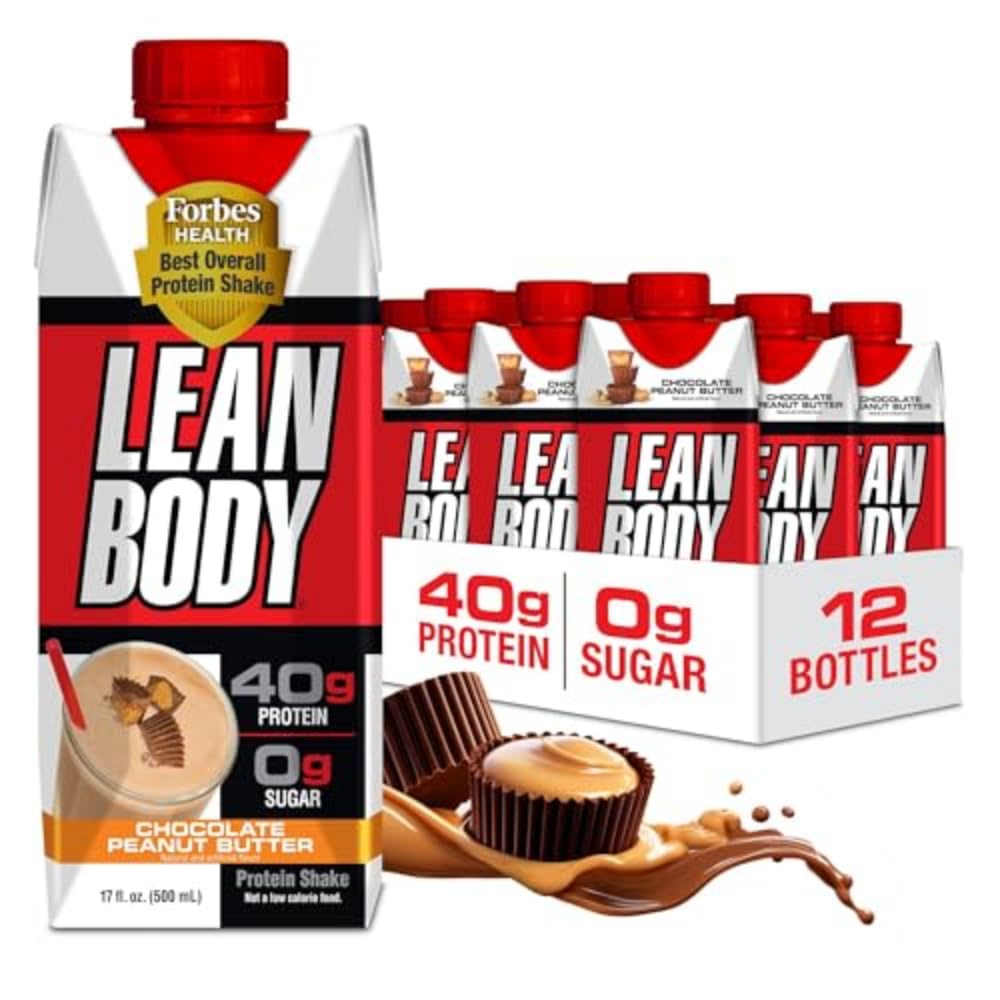 Ανακινήστε την πρωτεΐνη Lean Body Ready-to-Dink Protein Shake, 40g Protein, Whey Blend, 0 Ζάχαρη, Χωρίς γλουτένη, 22 Βιταμίνες & Ορυκτά, (Ανακυκλώσιμο Κουτί & Λίπος - Συσκευασία των 12) LABRADA (Σκόλικο Φυστικοβούτυρο)
