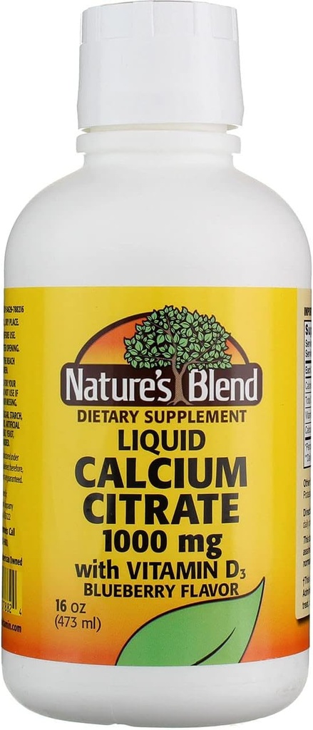 Ασβέστιο μείγμα της φύσης Citrate με D3 Blueberry Flavored Liquid 16 oz Κάθε (πακέτο των 4)