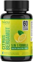 Citrus Bergamot 1110mg - 25:1 Extract - High Potency Supplement with Black Choke Berry, Niacin, Olive Leaf & Black Pepper Extract - Vegan - 60 Capsules