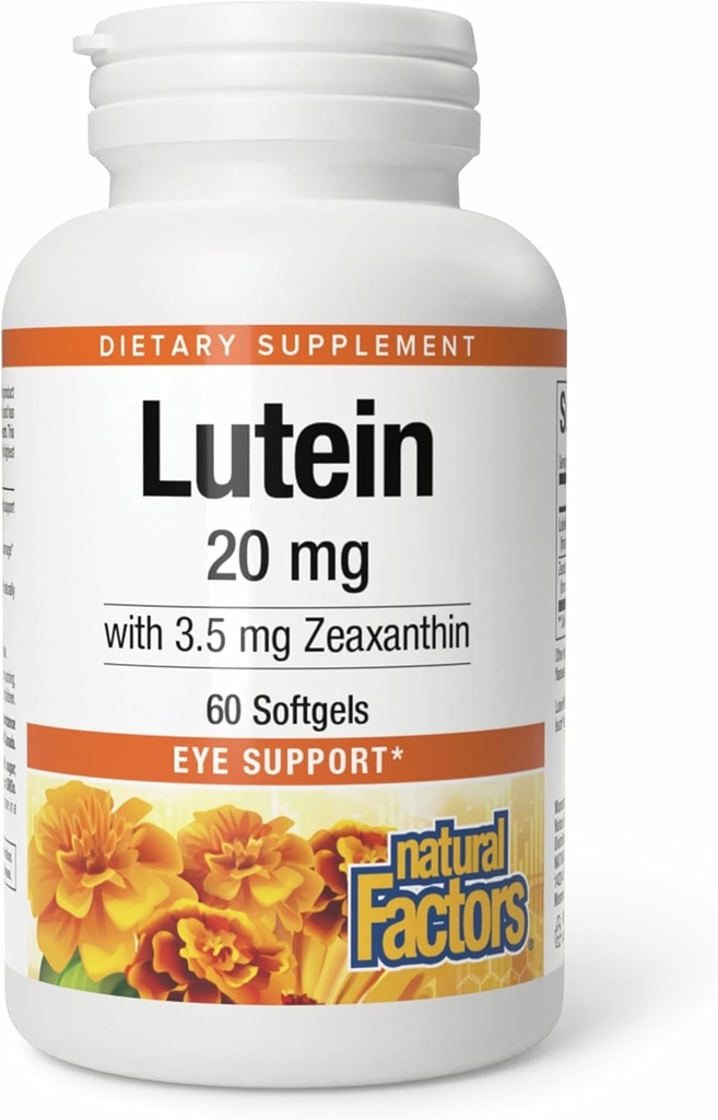 Φυσικοί παράγοντες - Lutein 20mg, Φυσικό αντιοξειδωτικό για την υποστήριξη της υγείας των ματιών, 60 μαλακά γέλη
