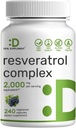 Resveratrol Complex 2.000mg, 240 κάψουλες Veggie – Επιπλέον δύναμη Trans-Resveratrol με NAD, Quercetin, Curcumin, Σπόροι σταφυλιού & More – Υγιεινή γήρανση Αντιοξειδωτικό για την ενέργεια & την υποστήριξη του εγκεφάλου