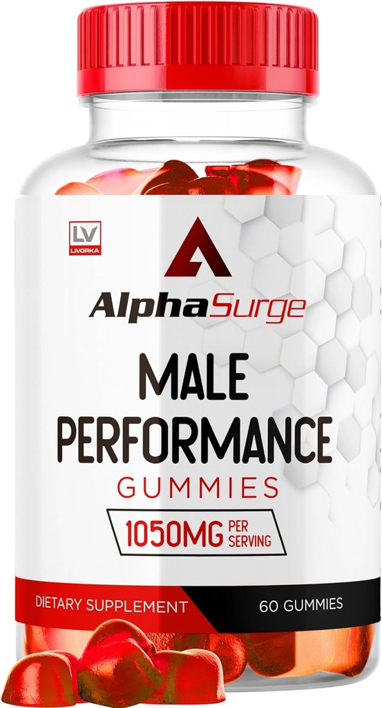 LIVORKA Alpha Surge for Men - Alpha Surge Gummies for Male, Alfa Surge Gummies 1050mg, Alpha Surge XL Gummie, Alphasurge Gummies, Alfa Surge Gummies, Alpha Sugre Male, 60 Gummies για 1 μήνα