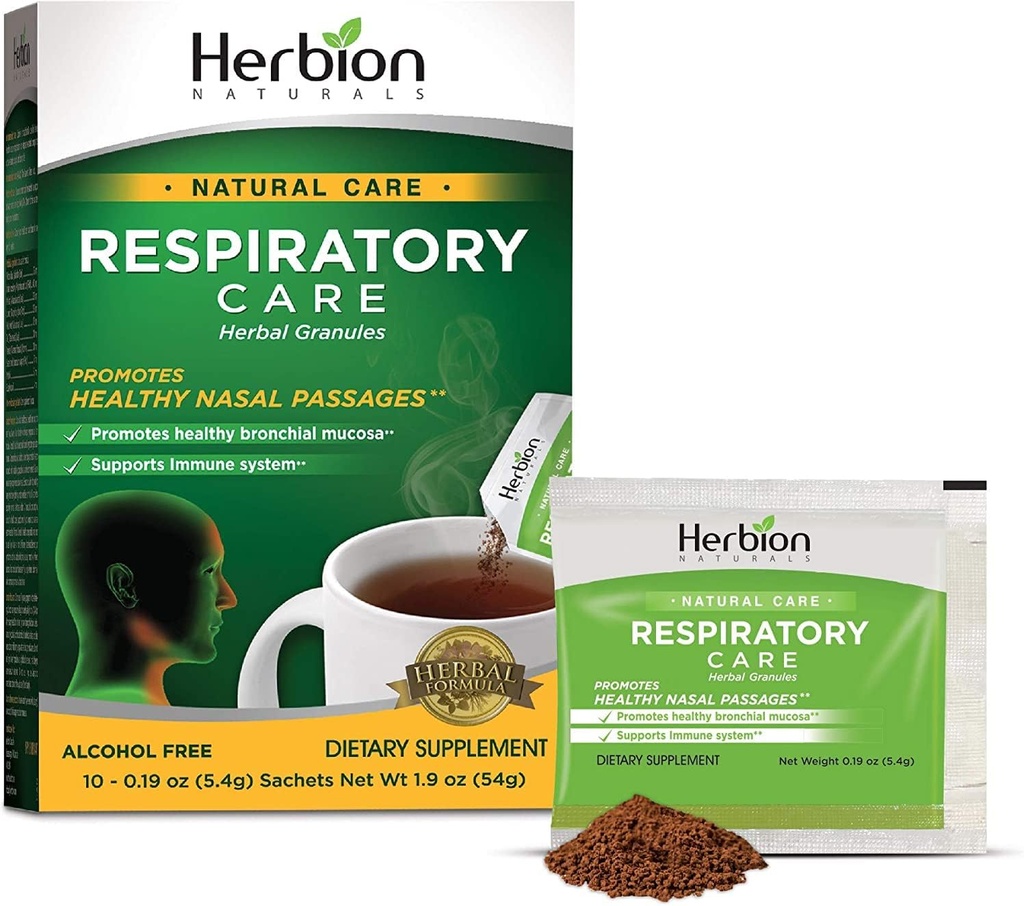 HERBION Naturals Αναπνευστική Φροντίδα Φυτικά Κοκκία 10 Ct, για όλη την οικογένεια, Υγιής Αναπνευστική λειτουργία, Ανακουφίζει Βήχα, 10 Count, Pack of 1