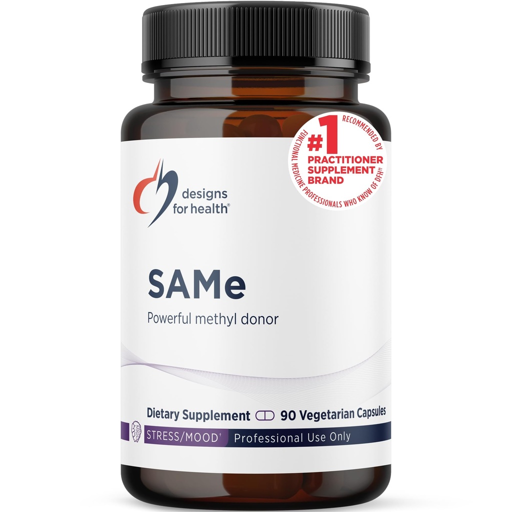 Designs for Health Same Capsules with B6, B12 + 5-MTHF - 200mg S-Adenosylmethionine Supplement with 5-MTHF (Folate) + Vitamin B12 - Non-GMO + Gluten-Free (90 Capsules)