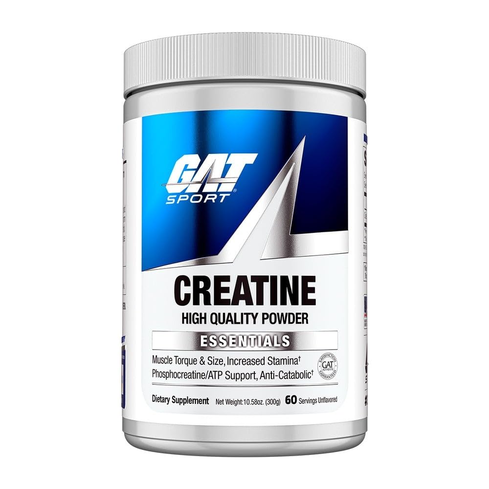 GAT SPORT Creatine Monohydrate 300 Gram Κόνις, Δύναμη, Εγκεφαλική Υγεία, Αντιοξειδωτικό, Αντοχή, για Άνδρες & Γυναίκες, Άγευστη, 60 Υπηρεσίες